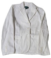Ralph Lauren Blazer Jacket Green Label Button White Womens Medium 26x20