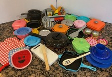 Toy Kitchen Pots Pans Play set Incomplete Mismatch 50 Pieces Pretend Play Lot