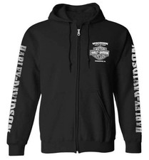 Harley-Davidson Felpa con cappuccio a zip intera da uomo con logo Bar & Shield
