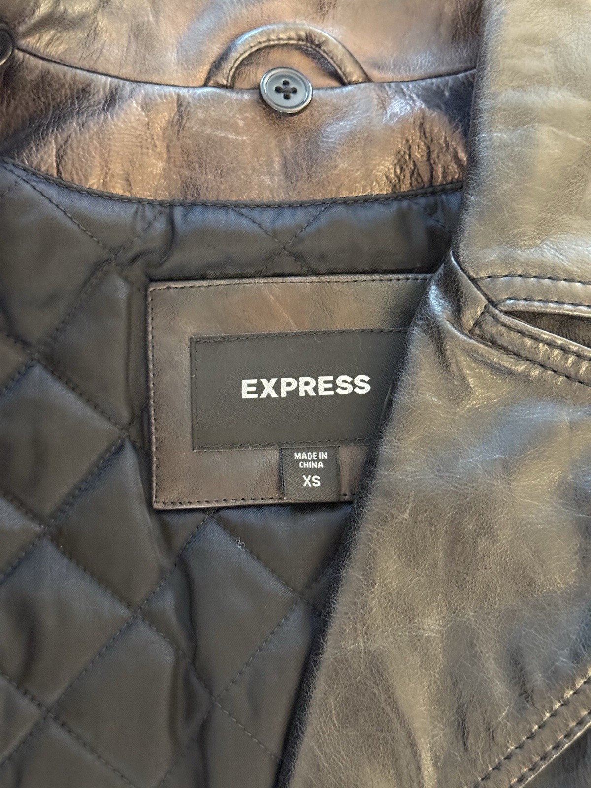 Express Black and Silver Leather Jacket Cross Details Xs image 4