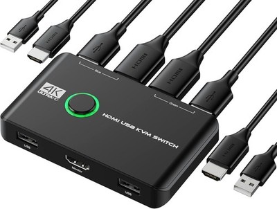 Rybozen KVM Switch, 4K 60Hz HDMI KVM Switch 2PC 1 Monitor, 2 Port Box USB HDMI