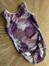 Plum Practicewear Gymnastics Leotard Pink Purple Floral Size Child Large CL