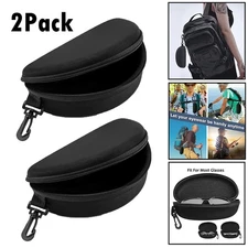 2Pcs Eye Glasses Case Box Sunglasses Protector Hard Zipper Belt Clip Portable US