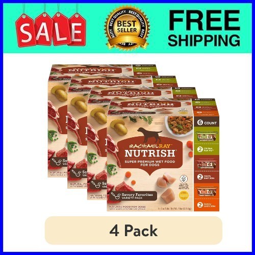 (4-Pack) Rachael Ray Nutrish Savory Favorites Wet Dog Food, 8 oz. Tubs, 6 Count