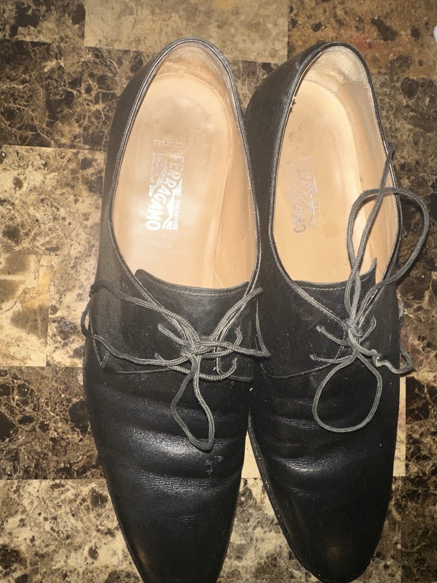Salvatore Ferragamo Men's Black Leather Oxford Shoes Size 12 B