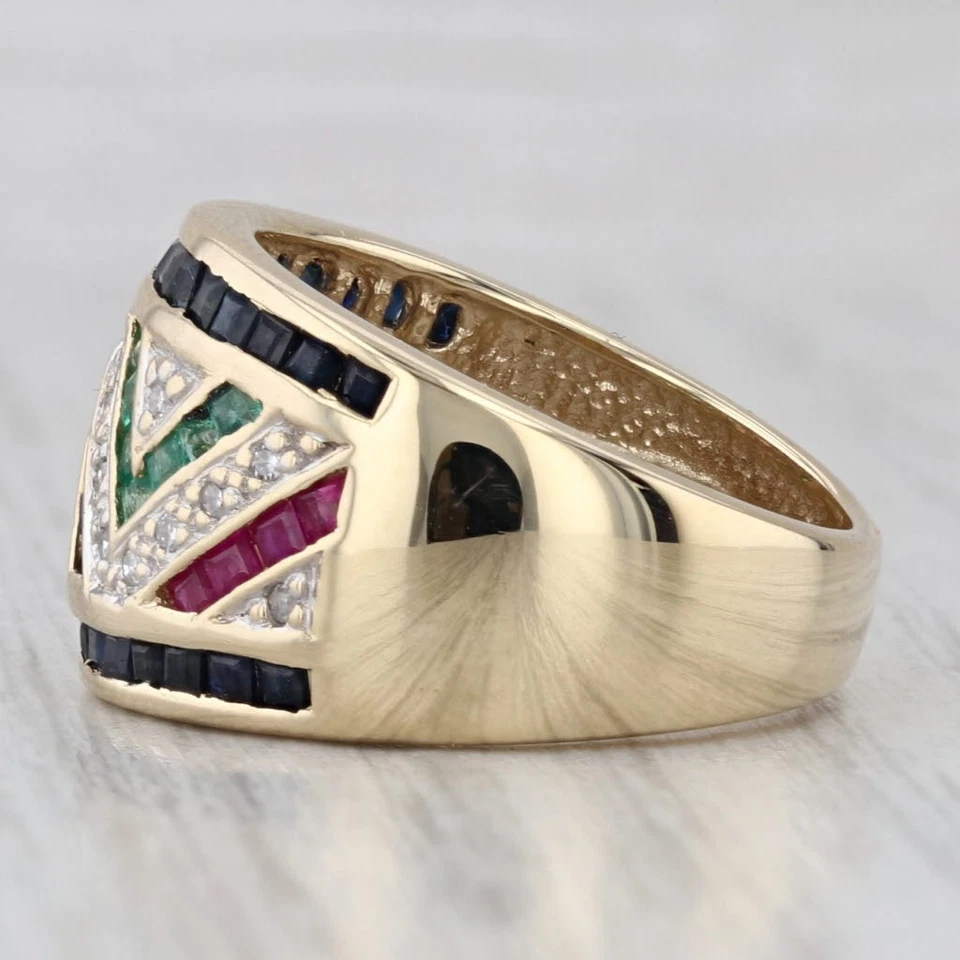 1.77ctw Gemstone Mosaic Ring 10k Yellow Gold Sz 7 Sapphire Ruby Emerald Diamond - Image 3 of 4