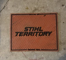 RARE VINTAGE STIHL TERRITORY DEALER RUBBER COUNTER MAT CHAINSAW ADVERTISING