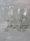 Vintage Textured Clear Glass Goblets Set of 2 – Octagon Shape 6.25” Tall