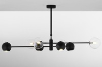 Deckenleuchte Schwarz Glas Metall G9 GU10 8-Flmg Kugeln Wohnzimmer Deckenlampe