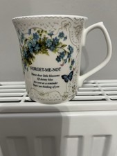 PAST TIMES Forget-me-Not China Tea/Coffee Mug Love Message Poem Flower Butterfly