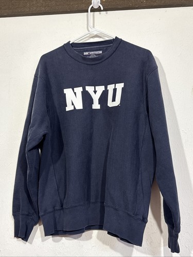 Vintage 90s Champion Reverse Weave Sweatshirt Men’s Medium Blue NYU RARE