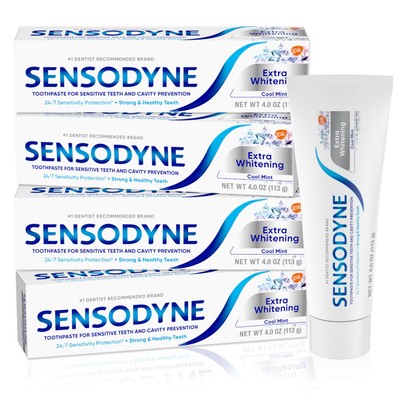 Extra Whitening Sensitive Teeth and Cavity Prevention Whitening Toothpaste, E...