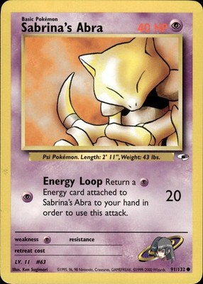 Pokemon Gym Heroes Common Sabrina's Abra 91/132 - Near Mint (NM)