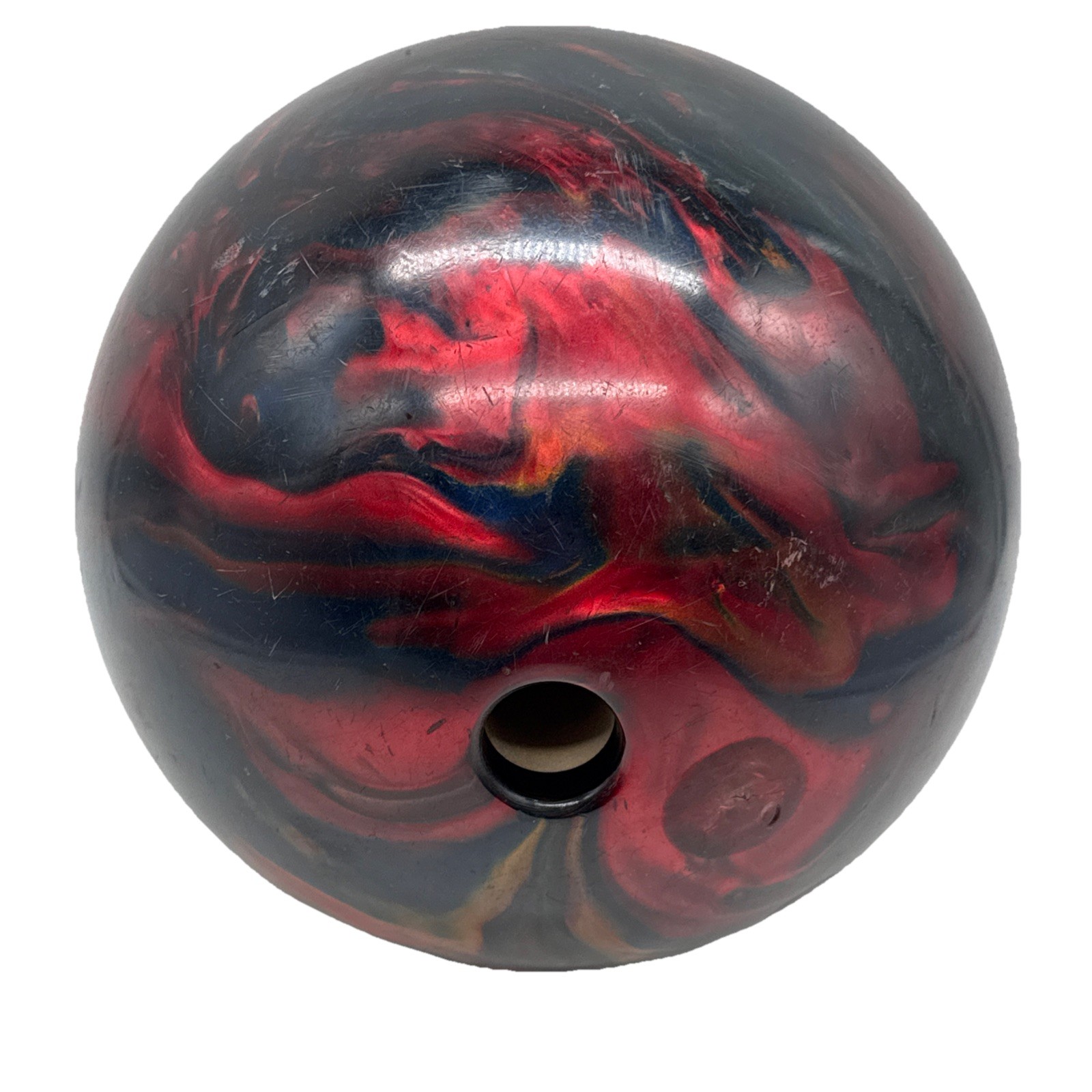Vintage Ebonite Tornado 12lb Bowling Ball-Drilled Red Multic