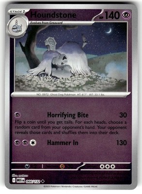 Houndstone 066/132 Uncommon Mega Evolution Pokemon Reverse Holo Near Mint