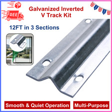 12FT Galvanized Inverted V Track Kit 3Pc 4FT Slide Gate Tracks W/ Mount Hardware