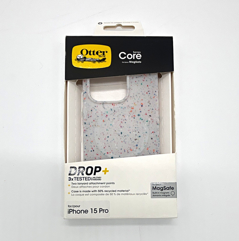 OtterBox Core Series MagSafe Back Case for Apple iPhone 15 Pro White Confetti