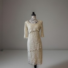 R M Richards Champagne Lace Sequin Tiered Dress 8  Mother of the Bride  USA