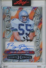 2026 Leaf Sports Heroes Loud And Clear Platinum Blue Brian Bosworth 7/7 Auto