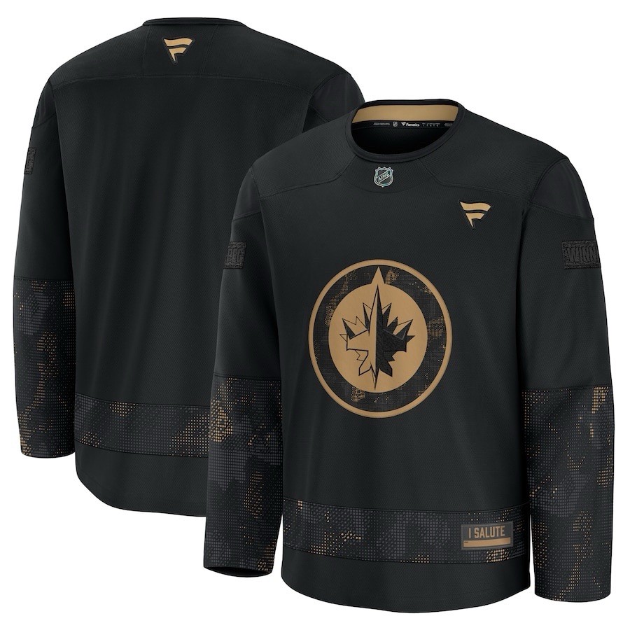 Men's Fanatics Black Winnipeg Jets 2024 Military Appreciation Practice Jersey Size: Large