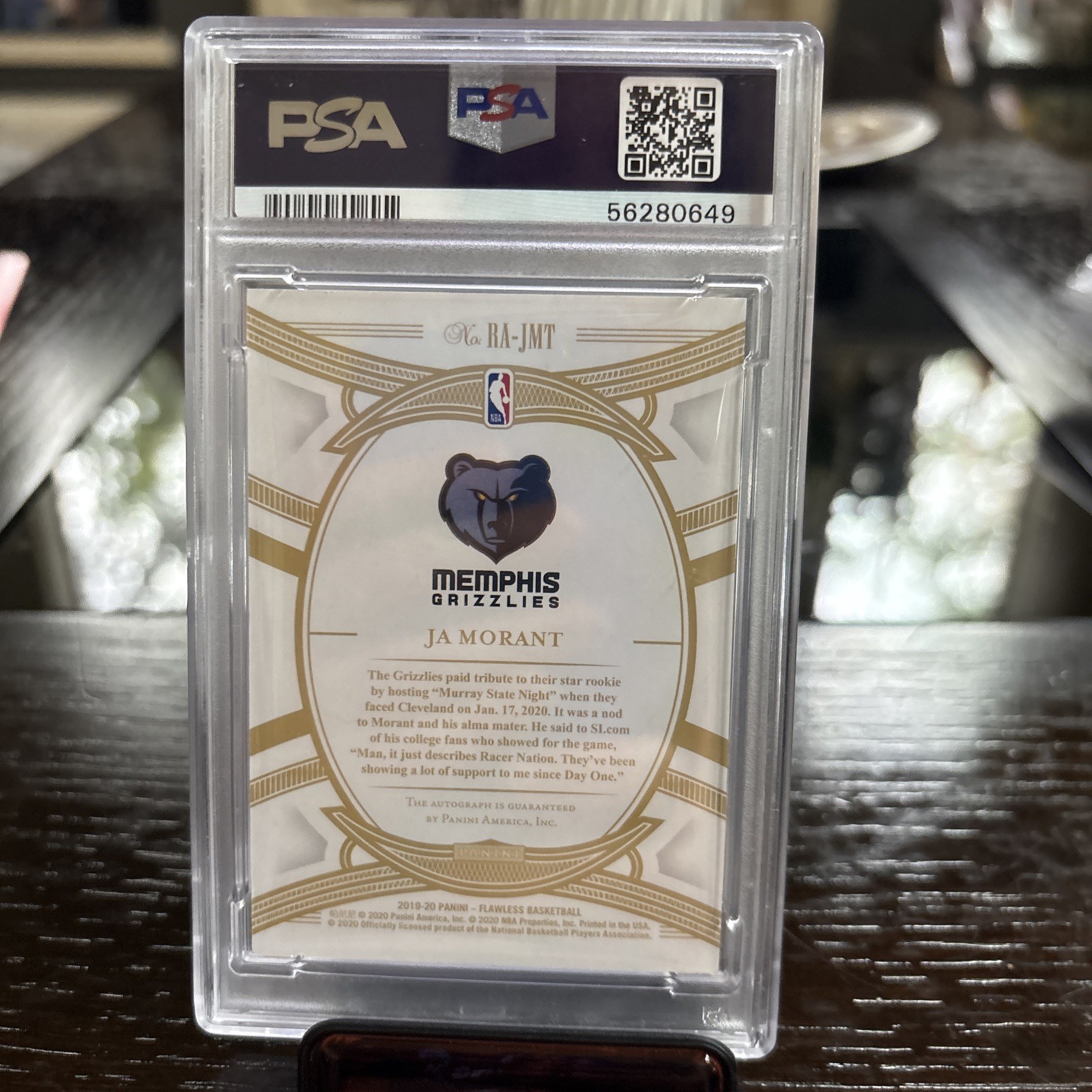 2019 Ja Morant PSA Mint 9 Flawless Rookie Auto Ruby #RAJMT 5/15￼ view 2