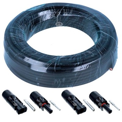 XENES Connect PV Solarkabel 6mm² Schwarz 100 m mit 2 Paar Solarstecker