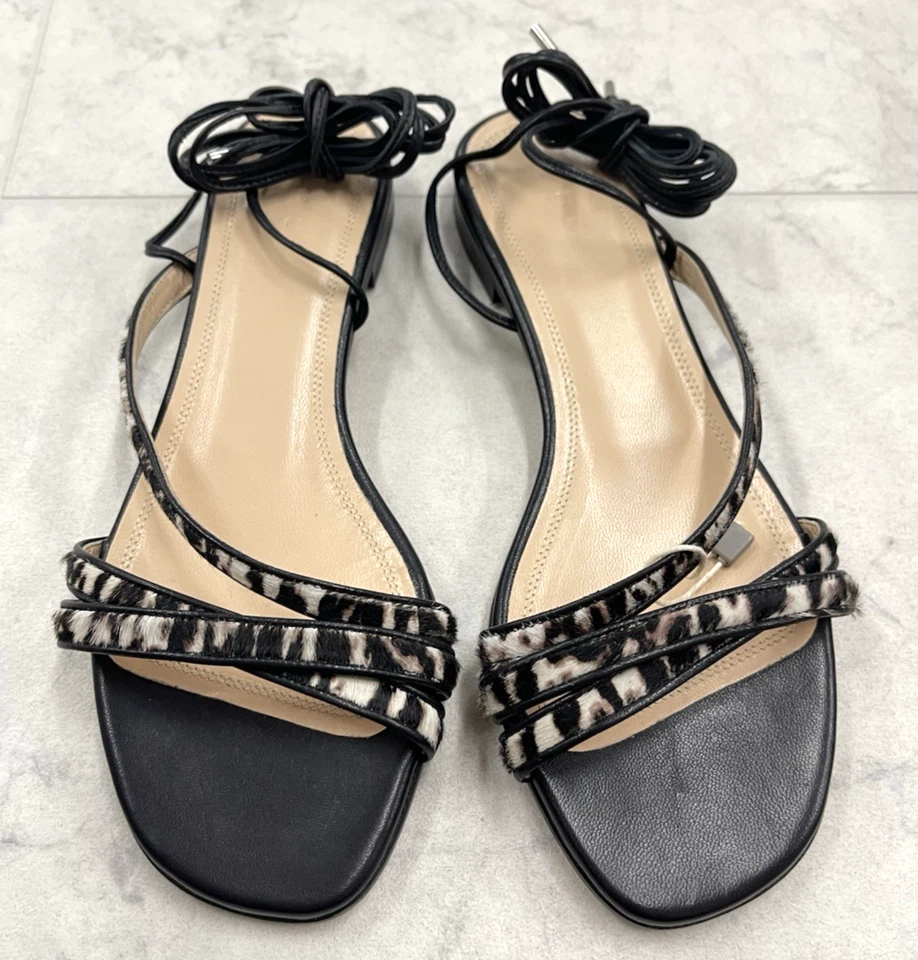 New IRO PARIS Puce Zebra Print Calf Hair /Leather Sandals Size: 37 (US 6.5) - Image 4 of 4