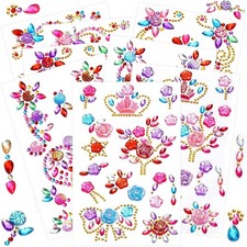 8 Sheets Colorful Gem Stickers Jewels for Crafts, Acrylic Glitter
