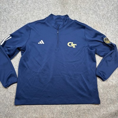 Adidas Jacket Men's Size 2XL Blue Georgia Tech GT 1/4 Zip Pullover Performance