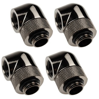 XSPC Adapter 90 Grad G1/4 AG auf G1/4 IG - drehbar, schwarz chrome, 4er-Pack