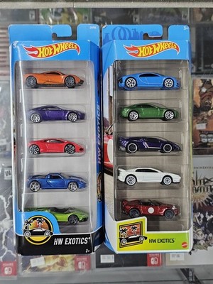 Hot Wheels 2016 + 2020 5 Pack HW Exotics Bugatti Aston Lamborghini Set of 2 NEW