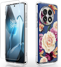 for Oneplus 13 Case: Women Girls Flower Floral with Screen Protector Flexible TP