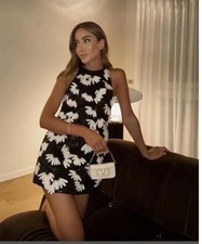 36/38IT - Valentino short dress black Sequins Flower Embroidery - BNWT / 14K