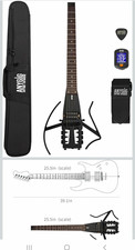 Anygig AGE TE Black Electric Travel Guitar 24-Fret w/ Gig Bag, Tuner, Strap
