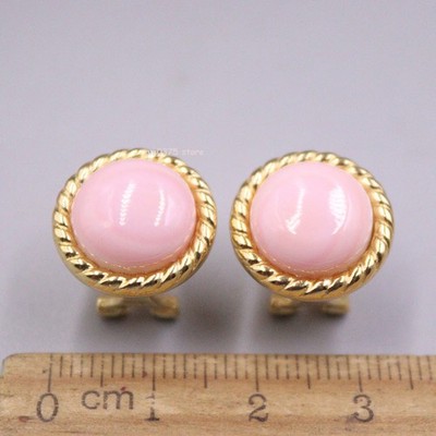 18K Gold Real 925 Sterling Silver Pink Shell Twist Round Earrings Stud 16*16mm