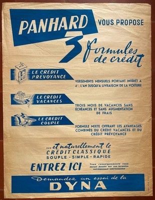 Plakat PANHARD Levassor Kreditformeln Automobilia Garage DYNA 60x80cm 50er Jahre