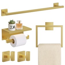 TURS Brushed Gold 5 Pieces Bathroom Hardware Set, 5-Pieces