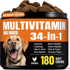 Dog Vitamins  Supplements 34-in-1 Pet Multivitamin Softchews, Daily Dog Supplem