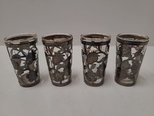 4 Piece Sterling Silver Mexico Overlay Shot Glasses 4 Piece Sterling Silver Mexico Overlay Shot Glasses - Image 1