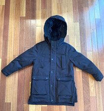 Zara Boys Black Winter Parka Coat Jacket with Hood Size 7 Super Warm Down