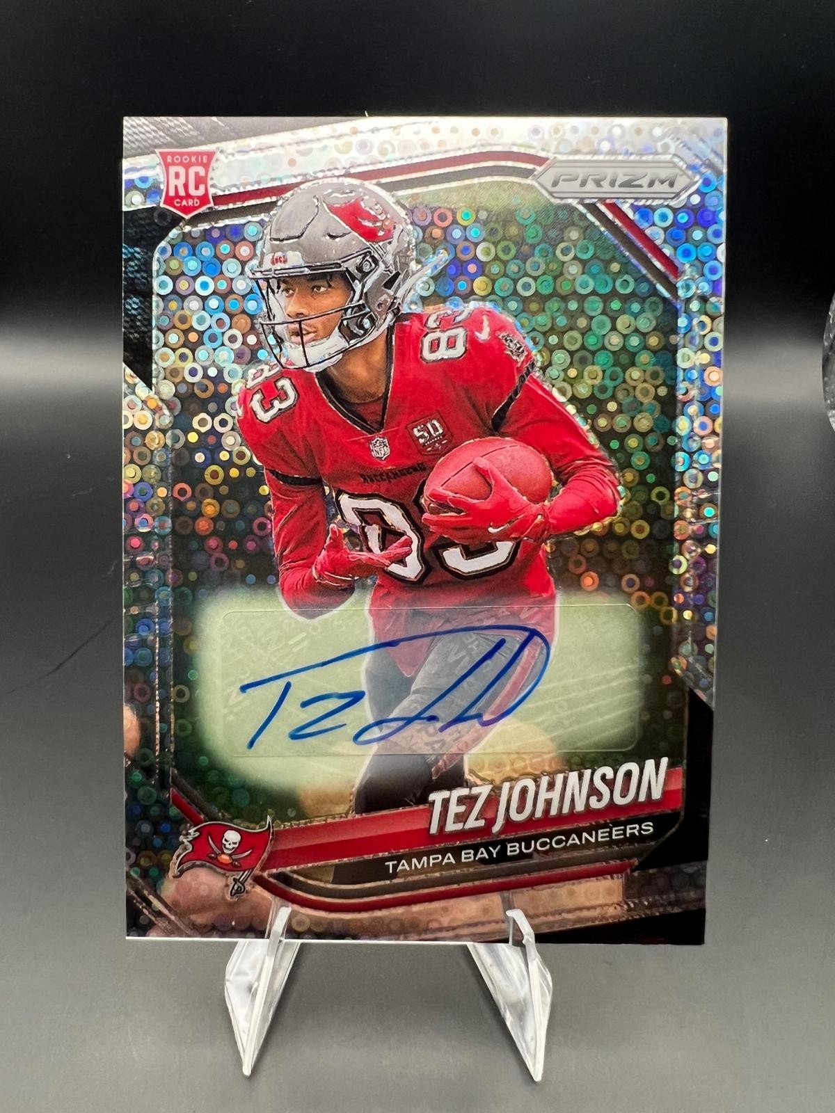 2025 Panini Prizm #381 Tez Johnson Prizm Rookie Autographs No Huddle Disco