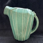 McCoy Ceramic Pitcher Green Art Deco Handle Glossy Finish Decorative Pottery