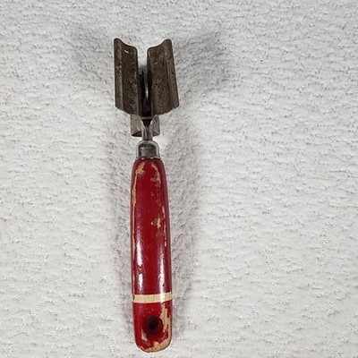 Vintage Kitchen Knife Sharpener Red White Wooden Handle House Decor