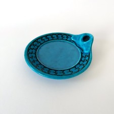Coupelle Art Déco en céramique émaillée turquoise de Raoul Lachenal, Années 1920