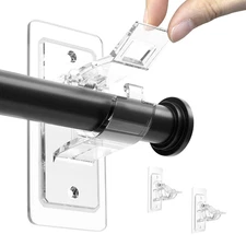 2 Pack Curtain Rod Brackets, Curtain Rod Holders, Adjustable Curtain Hangers