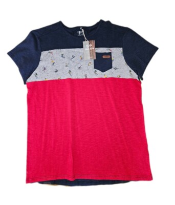 1803 T-Shirt Born In The Alps Herren Gr. 58 Brusttasche Rot,grau,blau Kl. Fehler