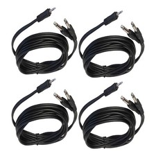 4-Pack 8ft 3.5mm Male PA Audio Cables Stereo to Dual 1/4" 6.3mm Male Mono Cable