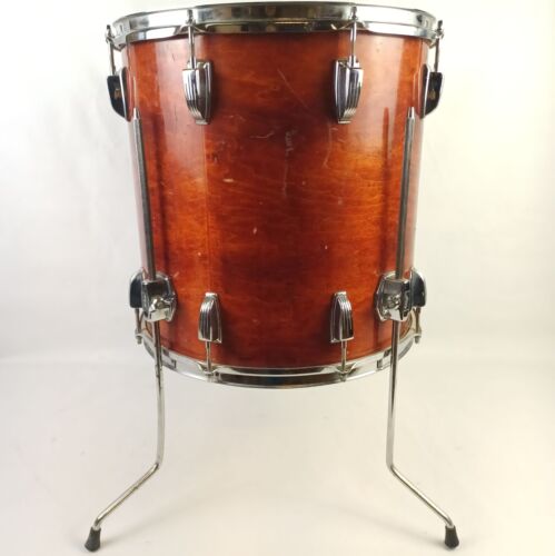 Ludwig 16x16"Mahogany Stain Floor Tom Drum Blue/Olive Vintage 70s 6Ply Maple USA - Picture 5 of 15