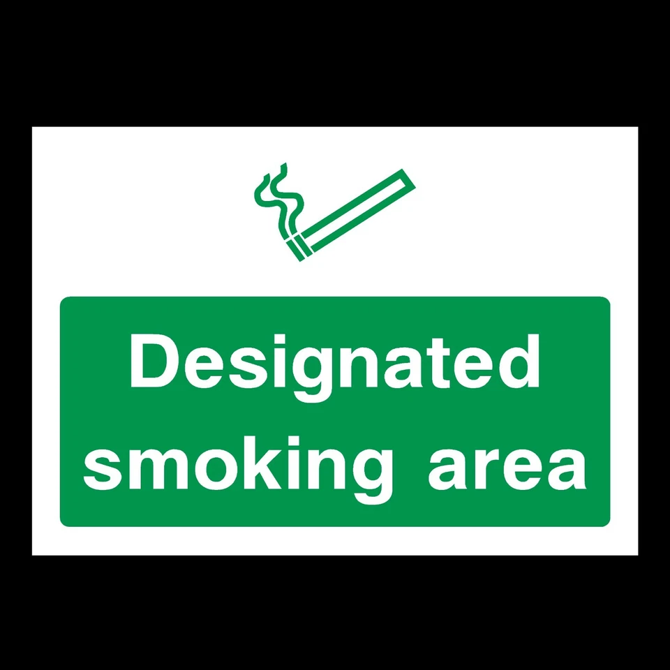 HEALTH&SAFETYDIRECT Designated Smoking Area Rigid Plastic Sign OR Sticker - All Sizes A6 A5 A4 (PS2)
