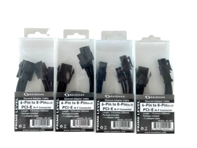 6-Pin to 8-Pin PCI-E M-F Connector Sleeved Adapter Cable 9.8in *LOT OF 5*